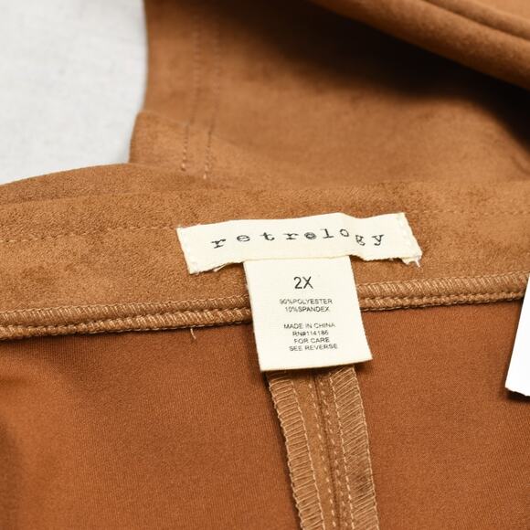 NEW Retrology Women's A Line Button Faux Suede Skirt Polyester Brown Size 2X - Picture 8 of 8
